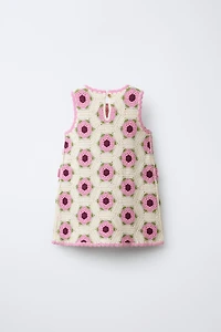 CROCHET KNIT FLORAL DRESS