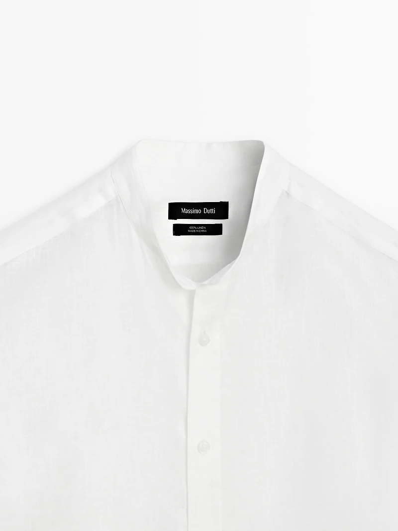 Regular-fit shirt with stand collar