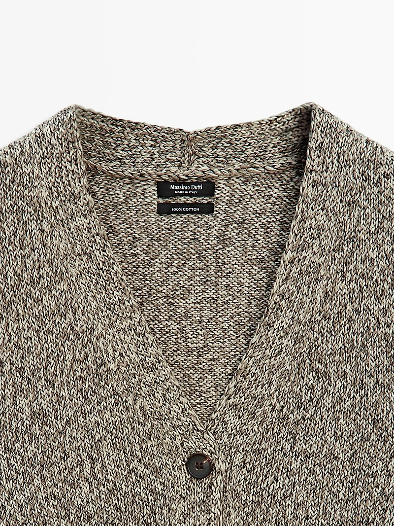 Veste sans manches en maille moulinée à col V
