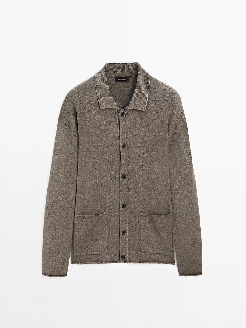 Cotton blend knit cardigan
