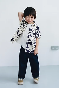 CHEMISE IMPRIMÉE FLEURS AVEC COTON ET LIN