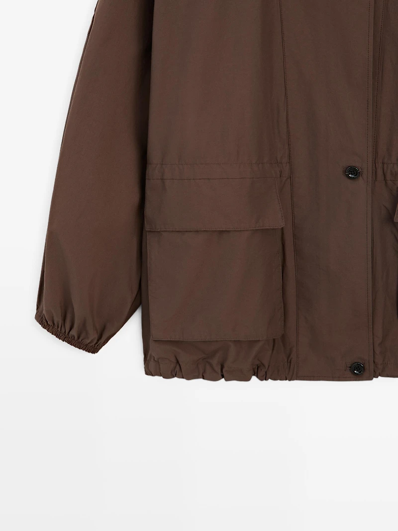 Puff parka with collar detail