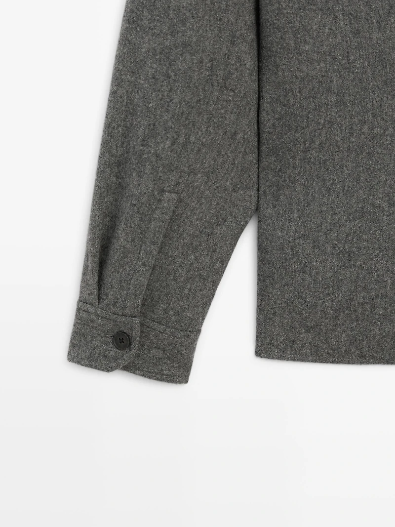 Surchemise poches en laine mélangée