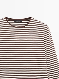Striped long sleeve T-shirt with contrast detail
