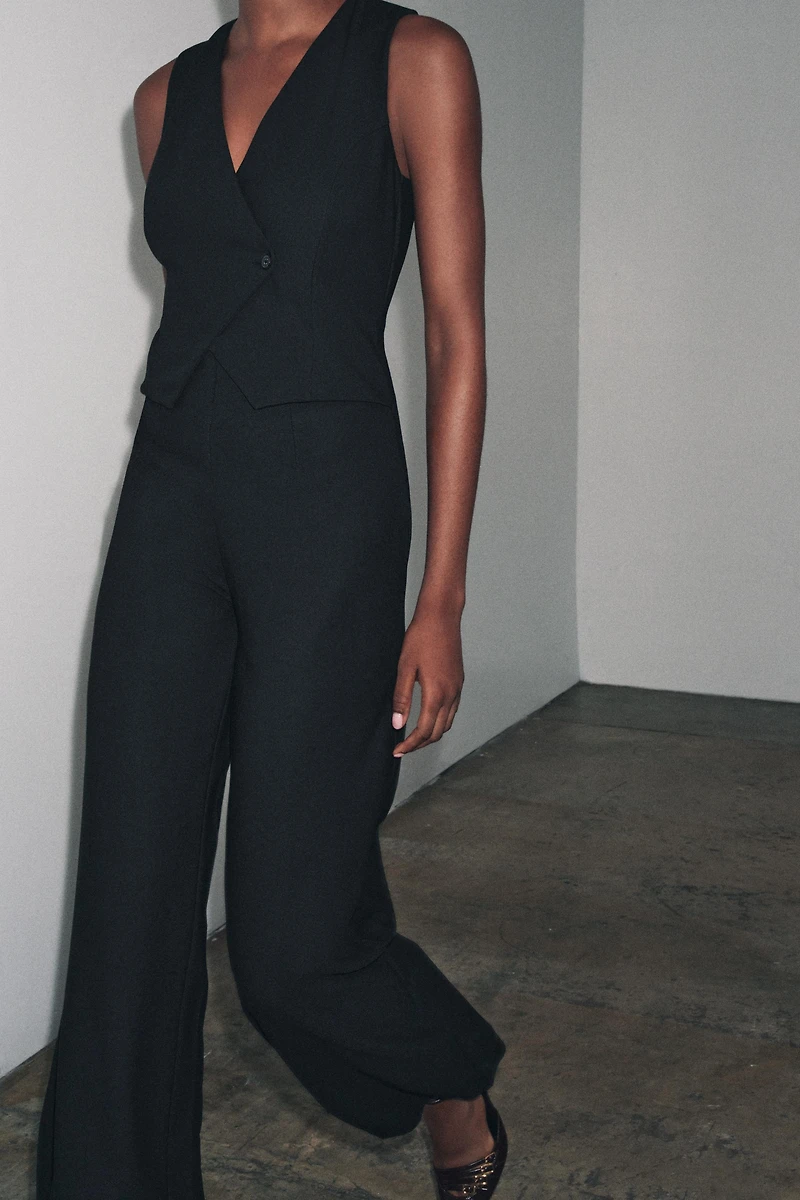 LONG CREPE VEST JUMPSUIT