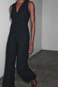 LONG CREPE VEST JUMPSUIT