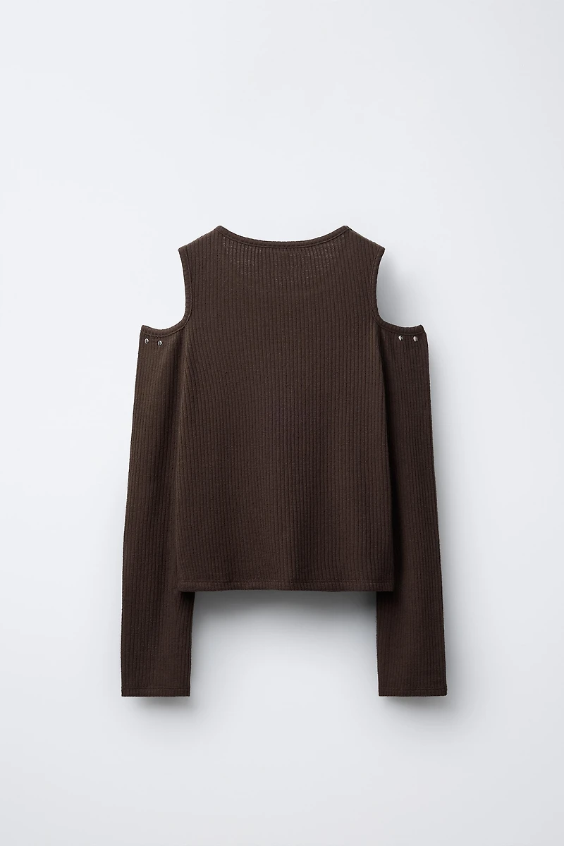 T-SHIRT CÔTELÉ CUT OUT CLOUS