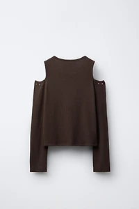 T-SHIRT CÔTELÉ CUT OUT CLOUS