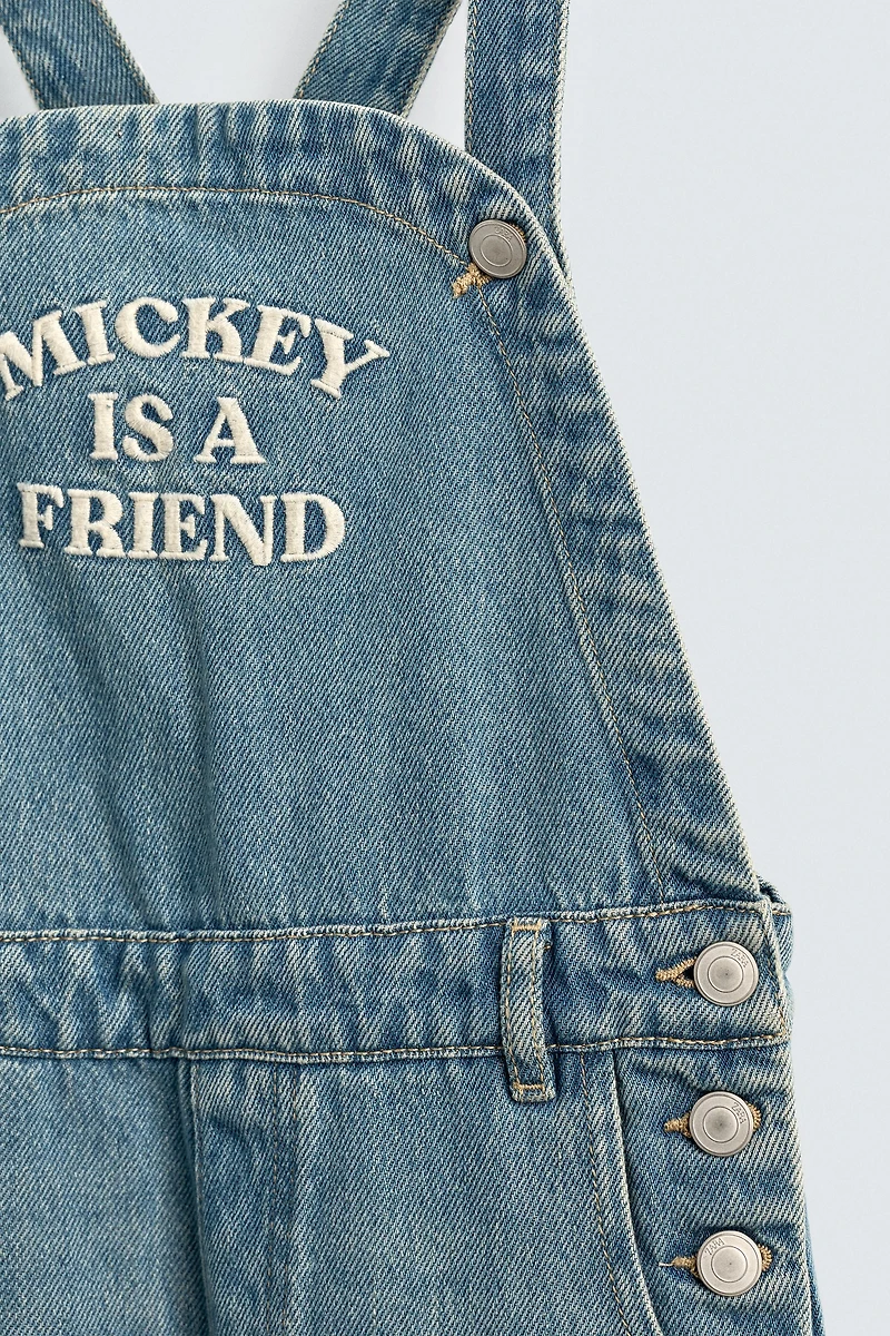 SALOPETTE DENIM BRODERIES MICKEY MOUSE HARRY LAMBERT FOR ZARA X DISNEY