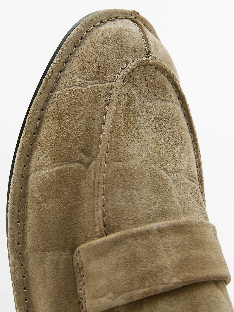 Soft split leather loafers