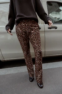 ANIMAL PRINT FLARE PANTS
