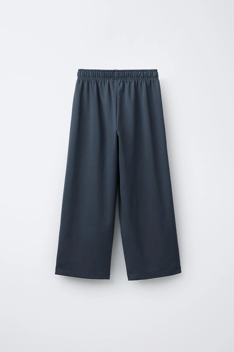 ENSEMBLE SWEAT ET PANTALON EN MOLLETON À JAMBES LARGES UNIE