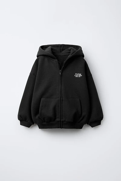 ZIP-UP TEXT SWEATSHIRT