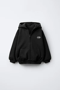 ZIP-UP TEXT SWEATSHIRT