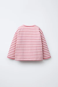 HEAVY WEIGHT WOVEN STRIPE HEART PATCH T-SHIRT