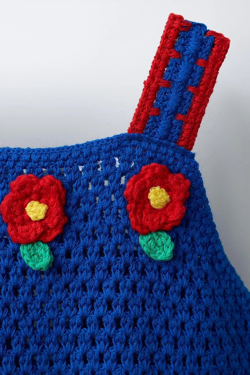 ROBE EN MAILLE CROCHET FLEURS