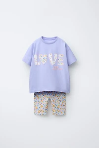 PRINTED JOGGING SET T-SHIRT AND CYCLING LEGGINGS