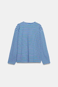 STRIPED COTTON AND LINEN T-SHIRT