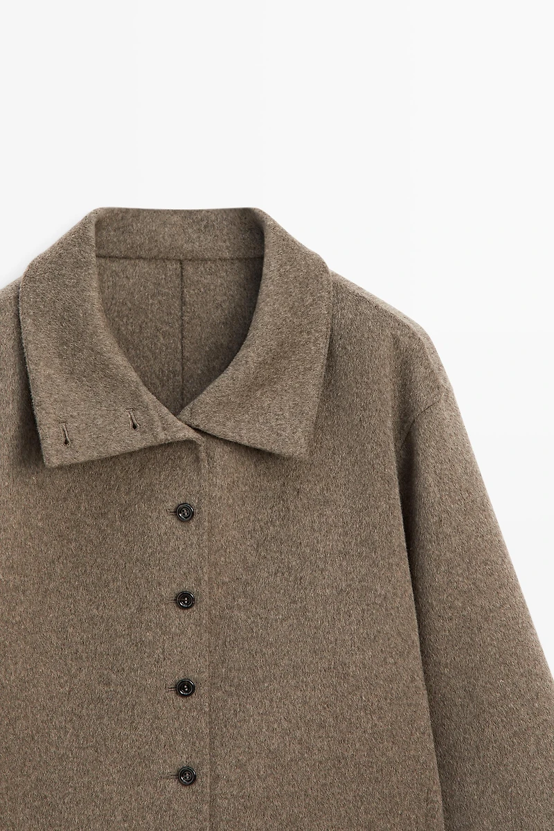 Wool blend high collar coat