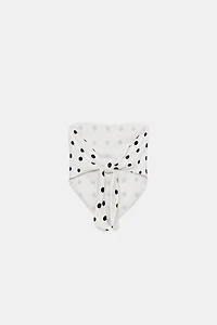 POLKA DOT SATIN BANDEAU TOP WITH TIE