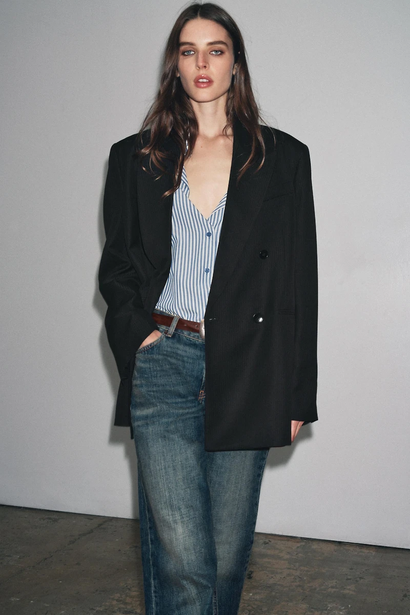 ZW COLLECTION LIMITED EDITION STRIPED WOOL BLEND BLAZER