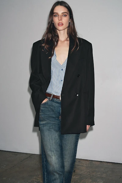 ZW COLLECTION LIMITED EDITION STRIPED WOOL BLEND BLAZER