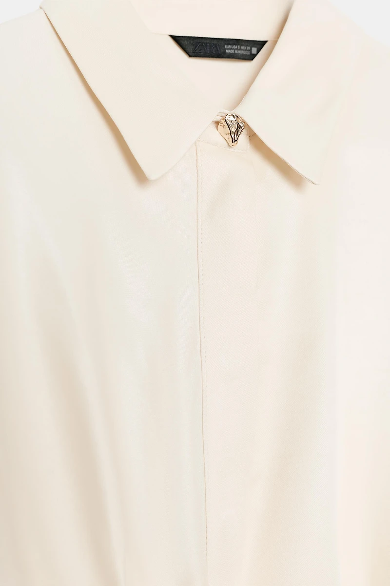 SATIN EFFECT WRAP SHIRT