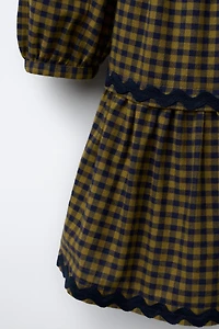 PLAID TRIM DRESS