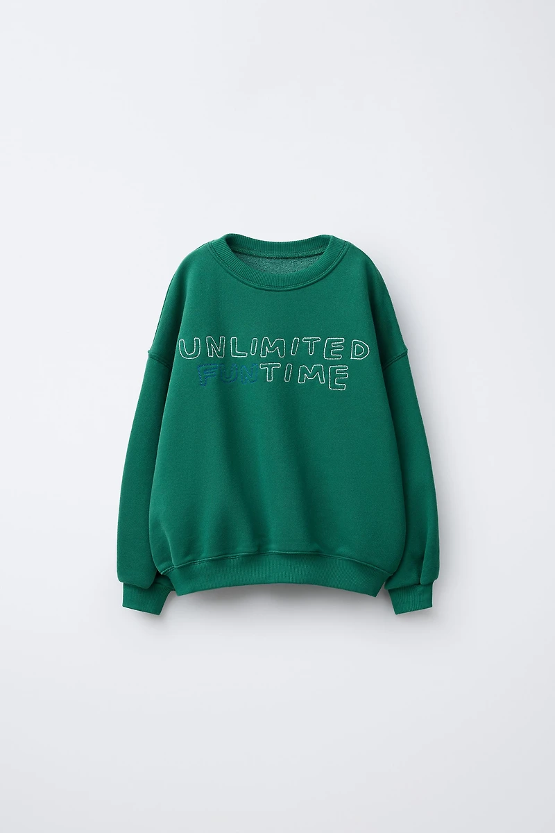 EMBROIDERED TEXT SWEATSHIRT