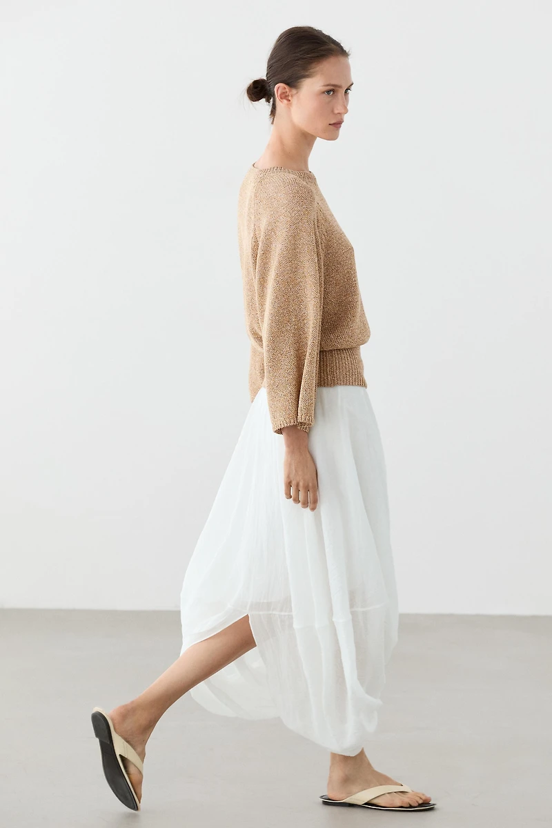 Cotton blend heathered knit sweater