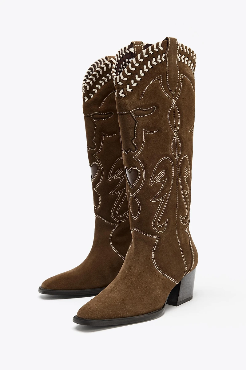 EMBROIDERED LEATHER BOOTS