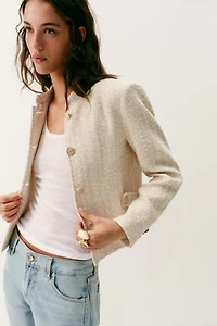 METALLIC THREAD SHOULDER PAD BLAZER