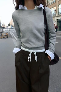 PANTALON LARGE À DOUBLE TAILLE