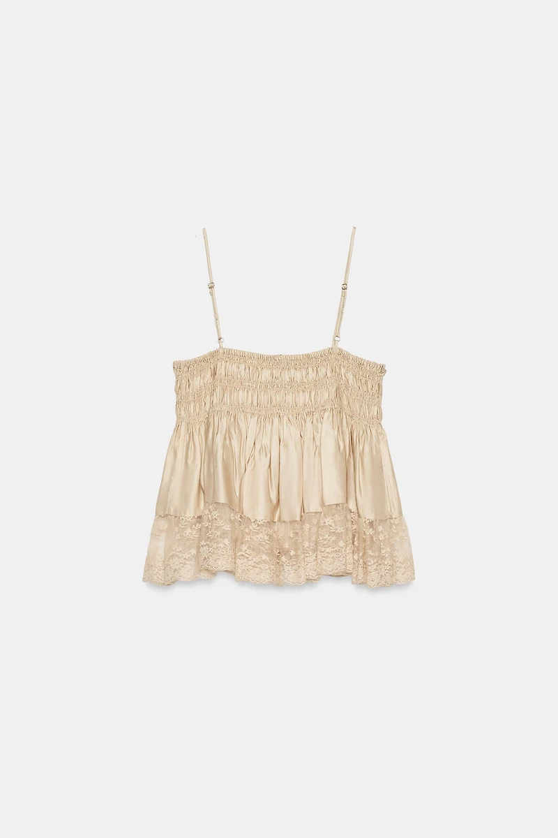 SATIN EFFECT LACE TOP