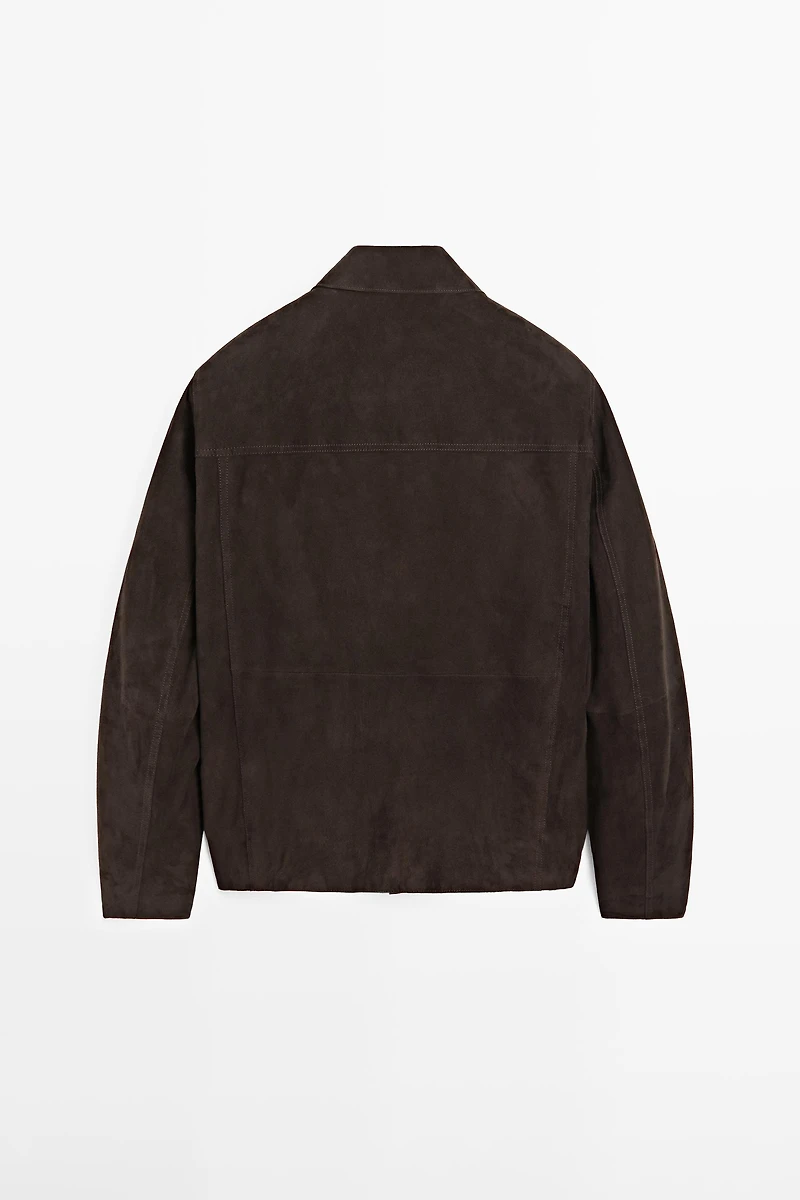 Suede leather jacket with pockets