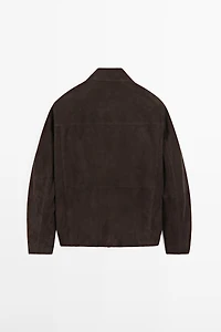 Suede leather jacket with pockets