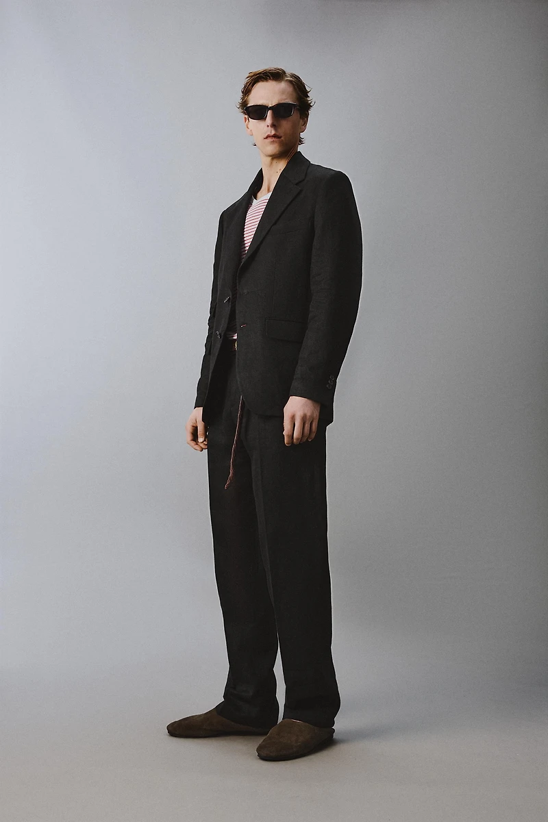 AARON LEVINE X ZARA 100% LINEN TWILL SUIT BLAZER