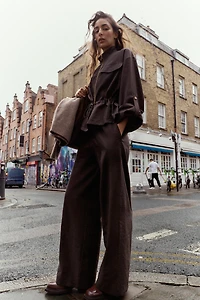 WIDE LEG ELASTIC WAIST PANTS