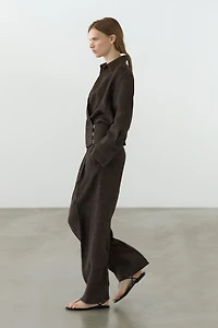 Total look melange linen darted trousers