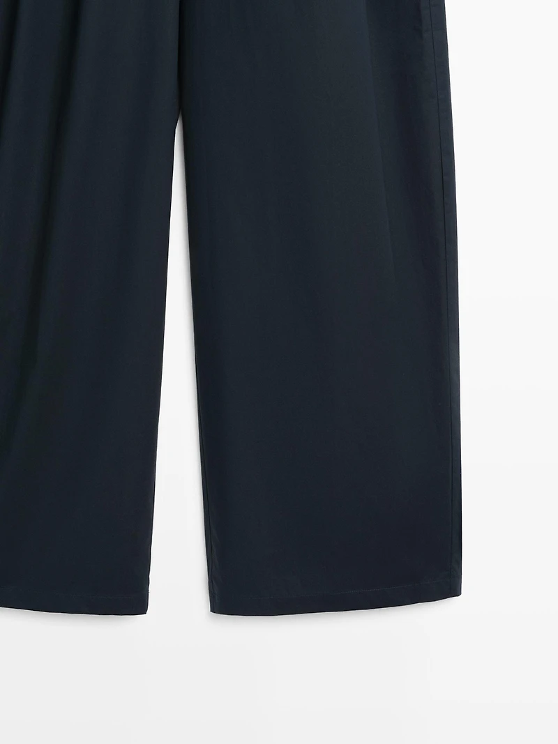 Pantalon barrel fit à pinces en coton