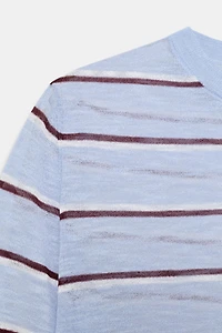 EXTRA-FINE WOOL STRIPED SHORT SLEEVE JUMPER