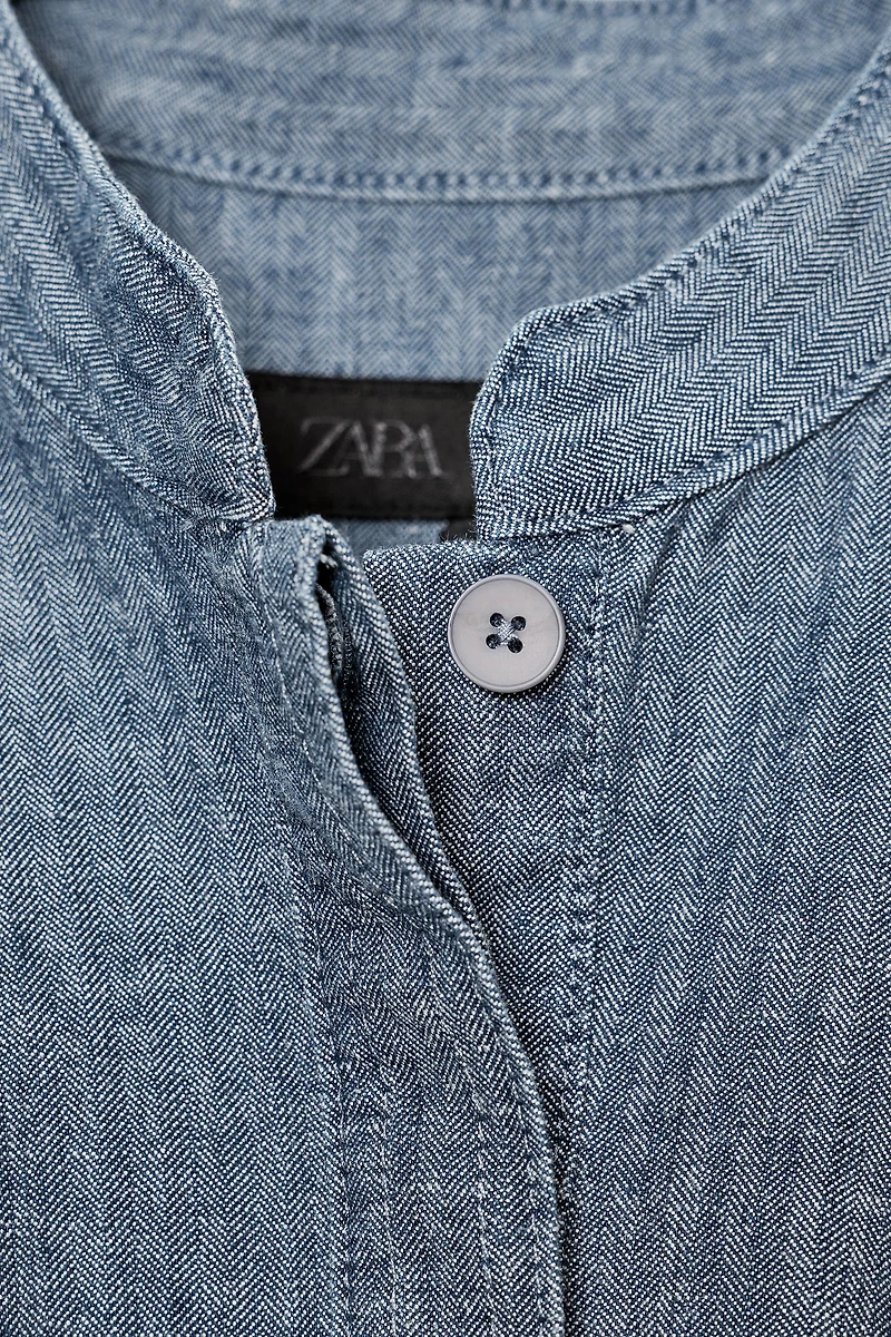 ZW COLLECTION PLEATED DENIM SHIRT