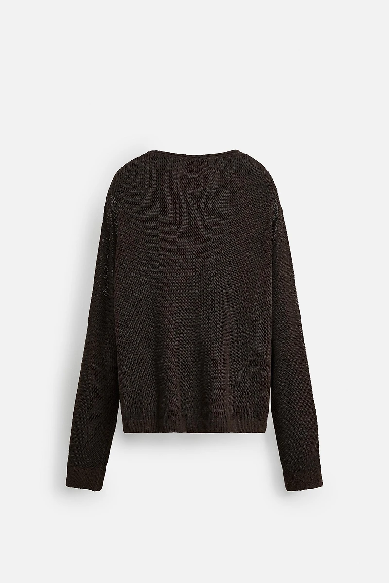 LINEN BLEND TEXTURED SWEATER