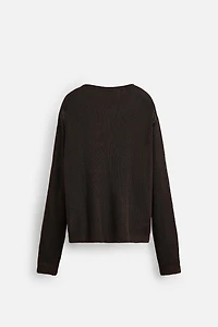 LINEN BLEND TEXTURED SWEATER