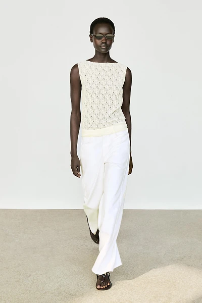 Sleeveless open-knit top