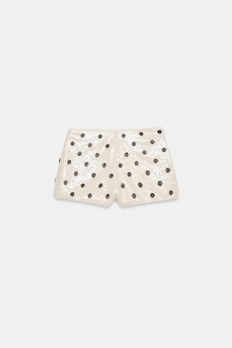 POLKA DOT SEQUIN MINI SHORTS
