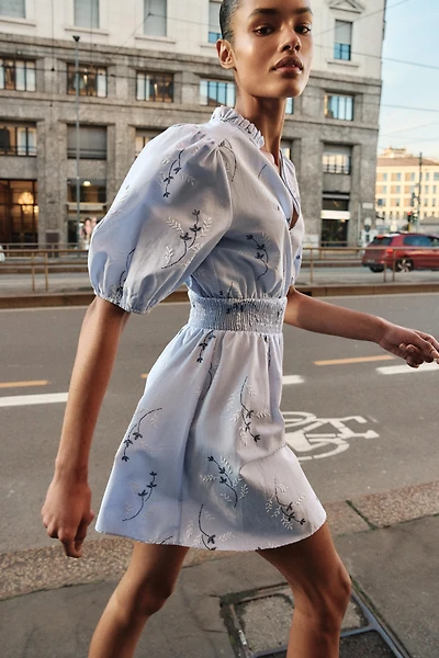 EMBROIDERED PRINTED DRESS