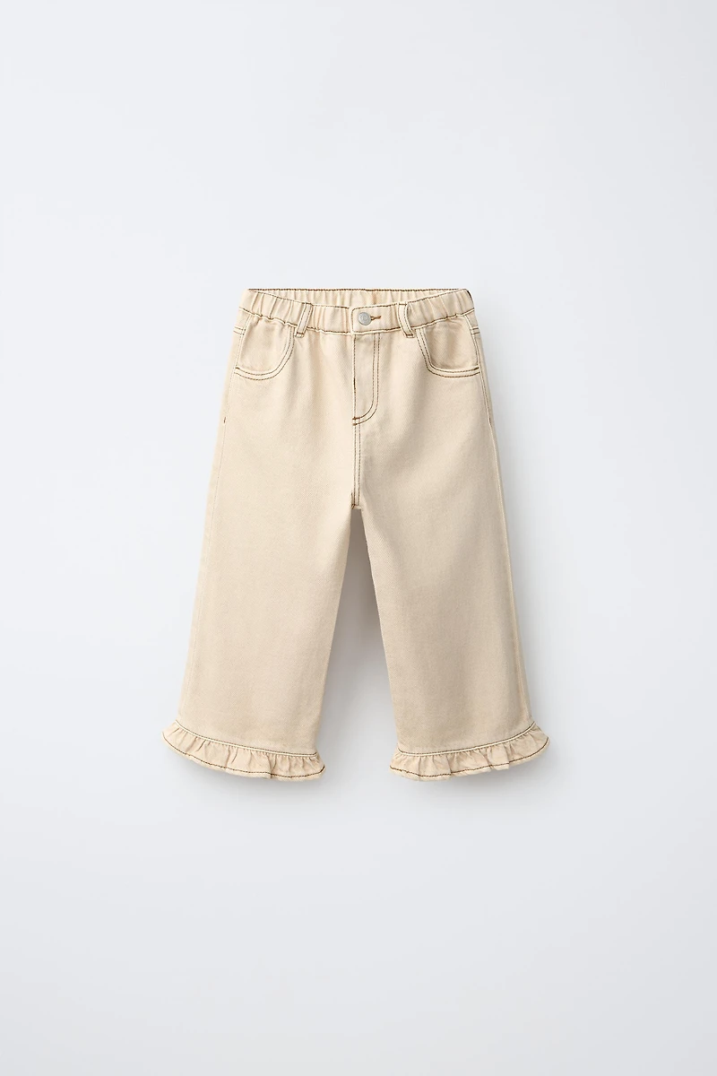 RUFFLED TWILL CULOTTES