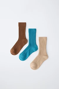 STORIESZ - THREE-PACK OF TALL RIBBED COTTON SOCKS