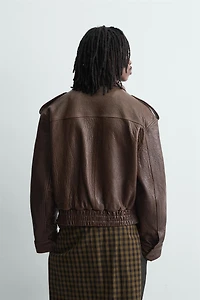 OVERSIZED LEATHER BIKER JACKET